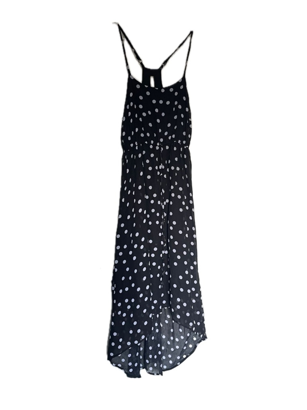 Thyme Maternity Black Polka Dot High-Low Maxi Dress
